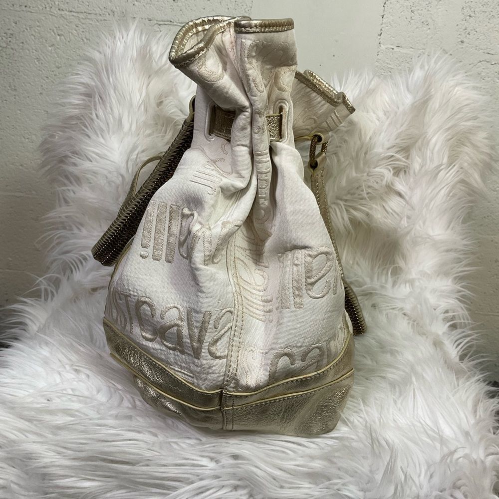 Roberto Cavalier Just Cavali Vintage Metallic Logo Tote Shoulder Bag - Picture 2 of 14